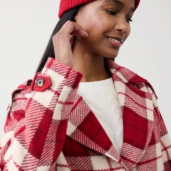 Gorgeous Red Plaid Banana Republic Factory Coat- Size M - Picture 3 of 8
